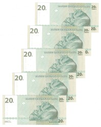 Kongo 2003 Yılı 20 Frank (5 Adet) ÇİL YKP8798 - 2