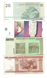 Kongo/Makedonya/Zimbabve/Belarus Yabancı Kağıt Para Lotu ÇİL/ÇÇT YKP8346 - 2