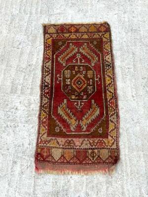 Konya Eski El Dokuma Antika Halı YastıkAOB3795 (N) - 2