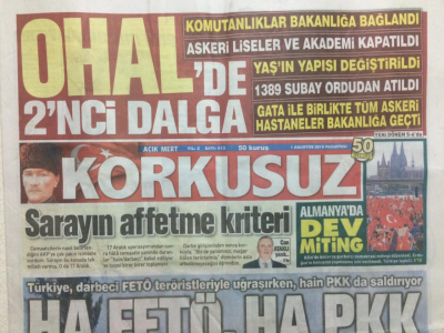 Korkusuz Gazetesi 1 Ağustos 2016 - Sarayın Affetme Kriteri GZ29086 - 1
