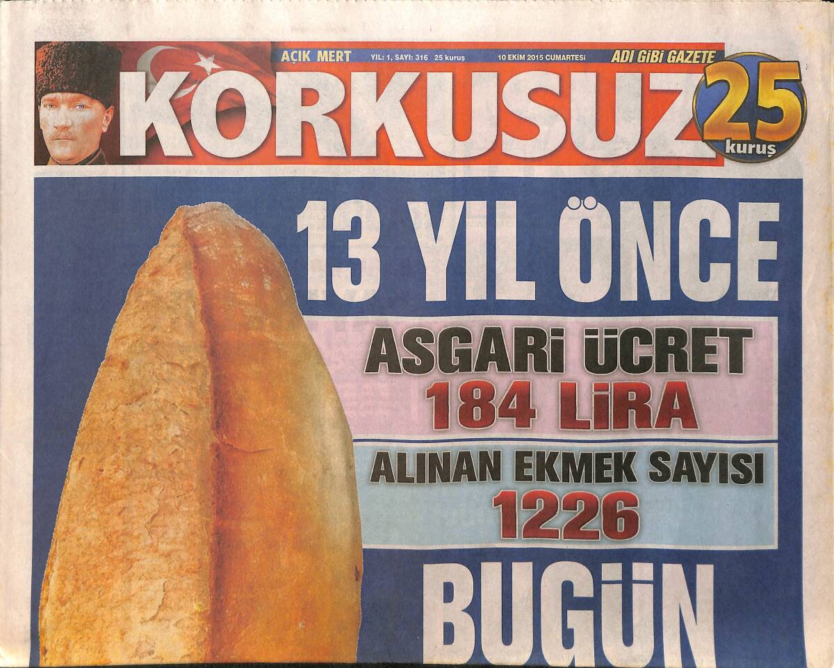 Korkusuz Gazetesi 10 Ekim 2015 - Aziz Yıldırım Beraat Etti - Sırrı Elitaş Hayatını Kaybetti GZ155216 - 1