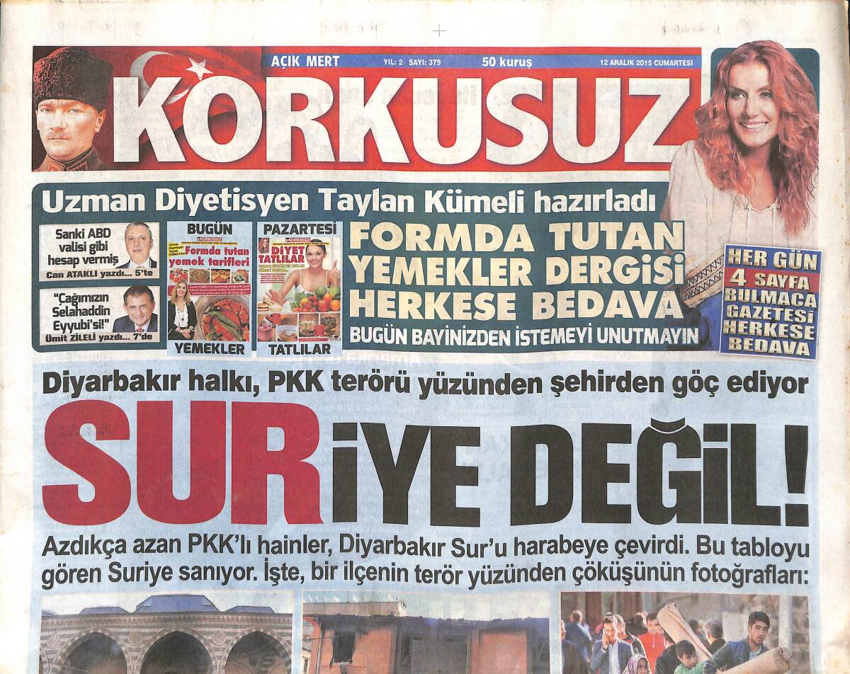 Korkusuz Gazetesi 12 Aralık 2015 - Atanamayan Öğretmen İnşaatta Amele Oldu - Sezen Aksu Söyledi Oğlu Çaldı GZ135394 - 1