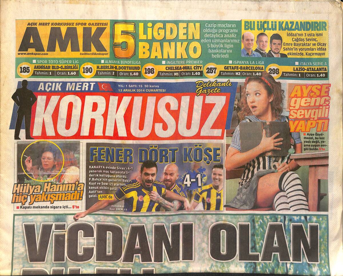 Korkusuz Gazetesi 13 Aralık 2014 - Ayşe Özyılmazel Genç Sevgili Buldu - Burcu'dan Ayrılığını İki Güzelle Kutladı GZ155228 - 1