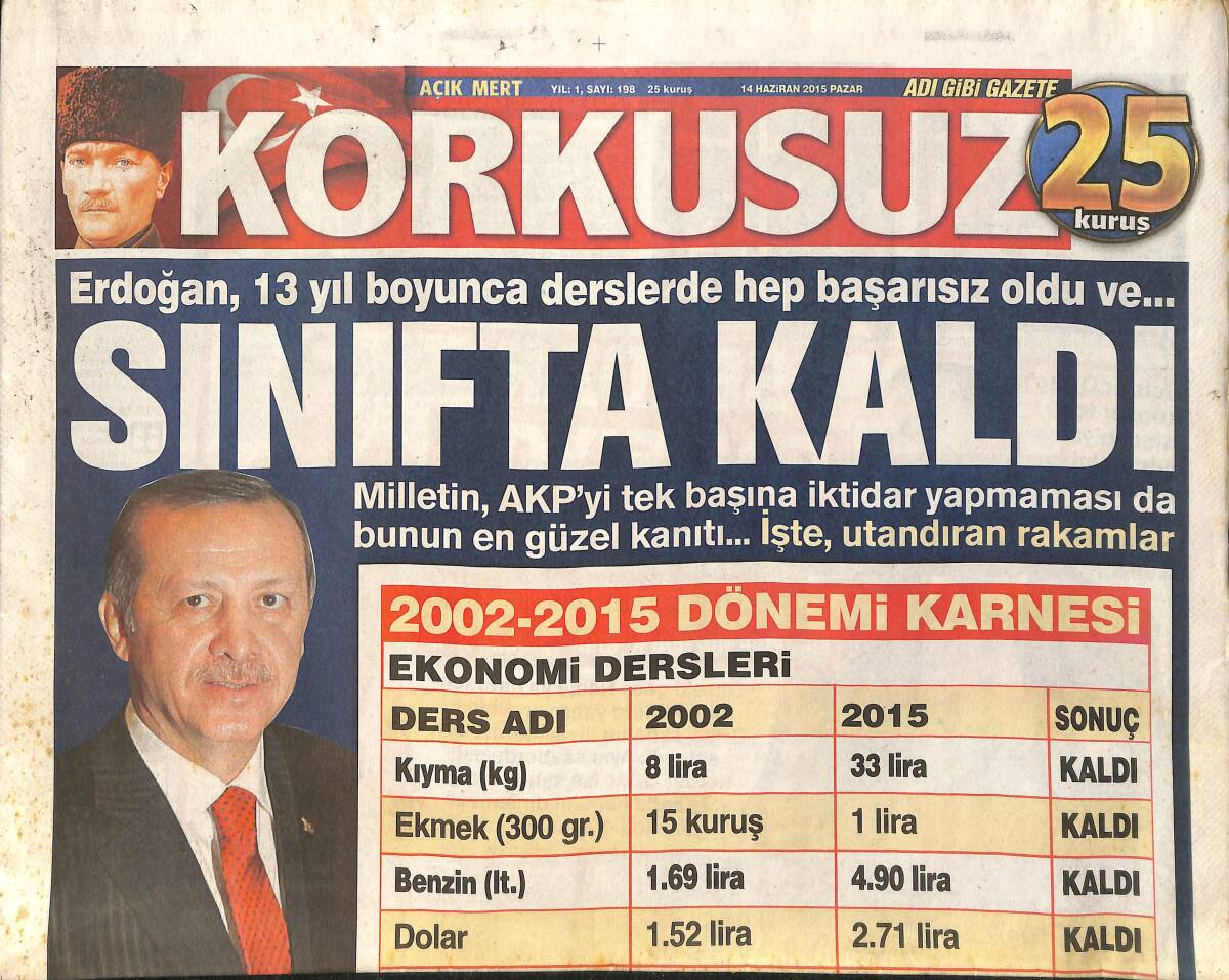 Korkusuz Gazetesi 14 Haziran 2015 - Serdar Çalışıyor Chloe Eğleniyor - Bülent Arınç: Gökçek'i Siyasetten Silmek İstedim GZ155213 - 1