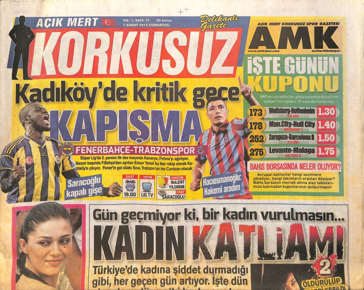 Korkusuz Gazetesi 14 Mart 2015 - Burak Yılmaz'dan Bomba Açıklamalar - Arda Turan Ekmek Almaya Bisikletle Gitti GZ155209 - 1