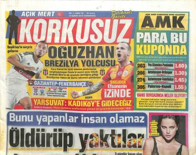 Korkusuz Gazetesi 14 Şubat 2015 - Öldürüp Yaktılar Dereye Attılar GZ107278 - 1