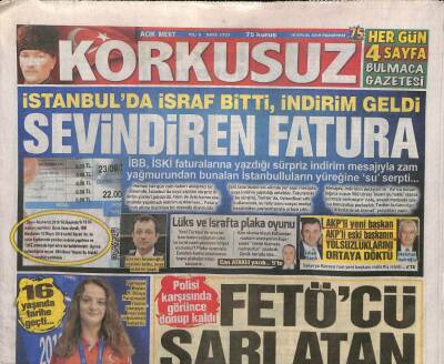 Korkusuz Gazetesi 16 Eylül 2019 - İstanbulda İsraf Bitti İndirim Geldi , Sevindiren Fatura GZ84662 - 1