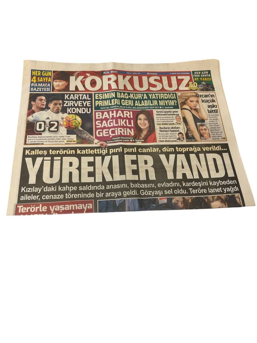 Korkusuz Gazetesi 16 Mart 2016 - Özcan Deniz'in Küçük Aşkı Bitti - Beşiktaş Deplasmanda Trabzon'u Yenerek Zirveye Oturdu GZ158610 - 1