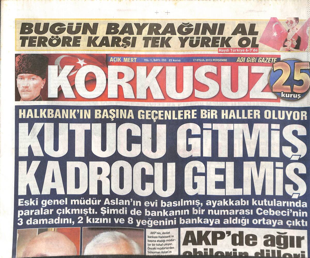 Korkusuz Gazetesi 17 Eylül 2015 - Fuat Avni, Boydak Baskınını Da Bildi!.. Best Modeller Avrupa Birliği'nde GZ135389 - 1
