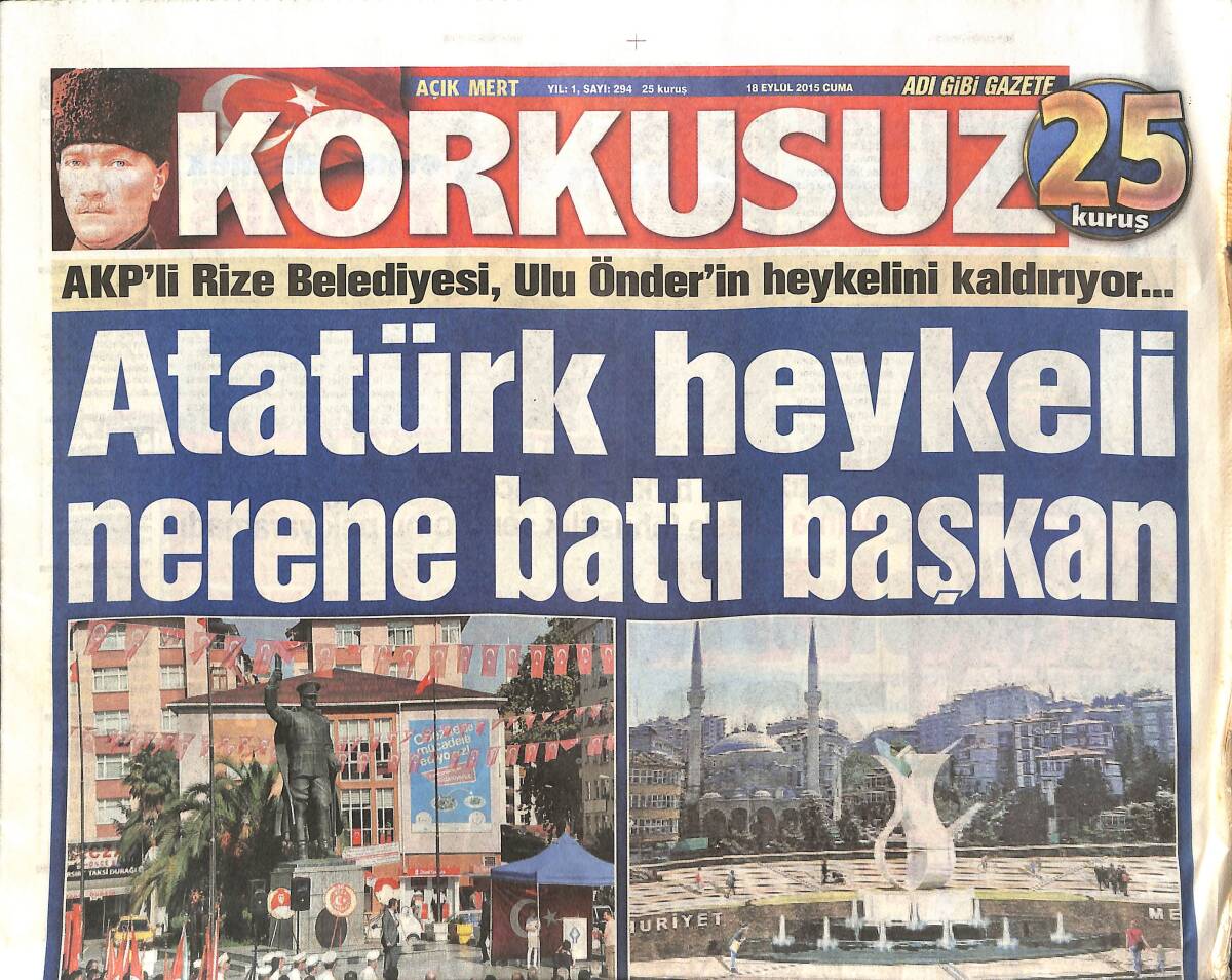Korkusuz Gazetesi 18 Eylül 2015 - On Binler Teröre Karşı Ankara'da Buluştu - Wilma Elles'in Zor Anları - Gazinodaki Hesap Kavgası Kanlı Bitti GZ135393 - 1