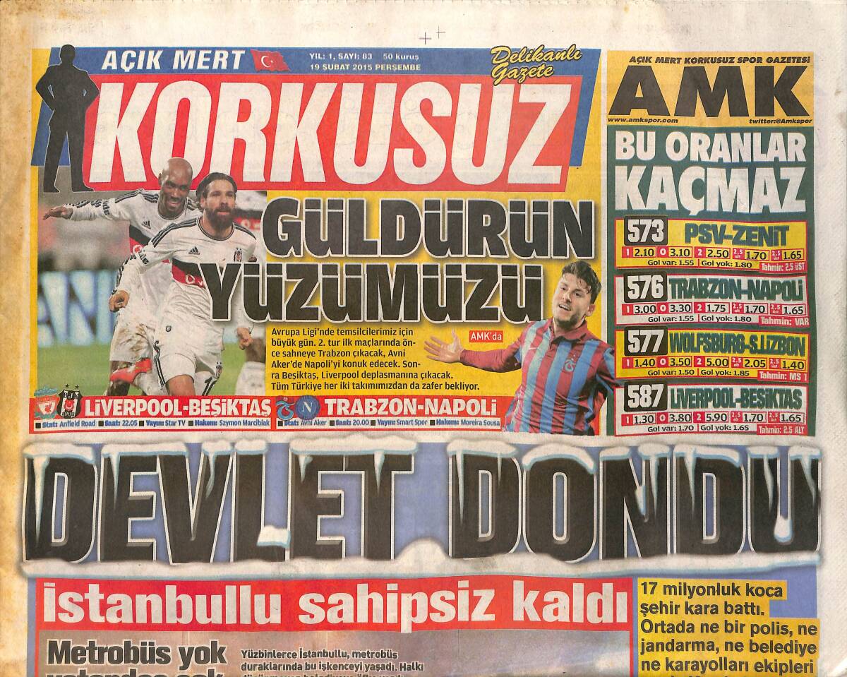 Korkusuz Gazetesi 19 Şubat 2015 - Tümer Metin'in İlginç Giyim Tarzı - Hadise'ye Playboy Sevgili GZ155230 - 1