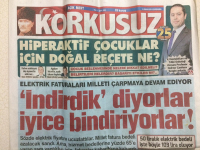 Korkusuz Gazetesi 2 Aralık 2015 -Elektrik Faturaları Milleti Çarpmaya Devam Ediyor GZ27564 - 1