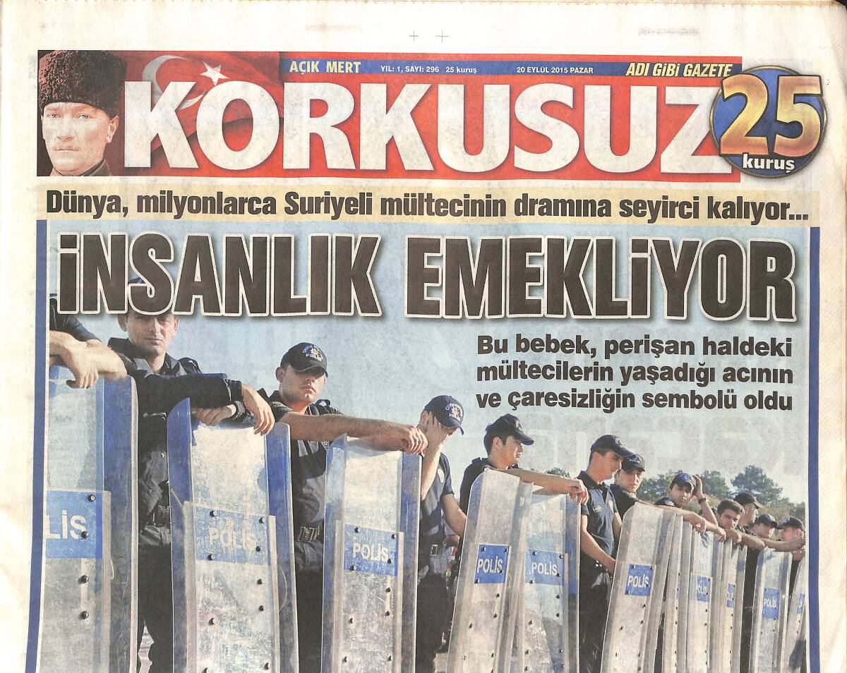 Korkusuz Gazetesi 20 Eylül 2015 - İnsanlık Emekliyor - Bir Düğün,Üç Cenaze - Selçuk İnan Hocadan İzni Kaptı GZ135392 - 1