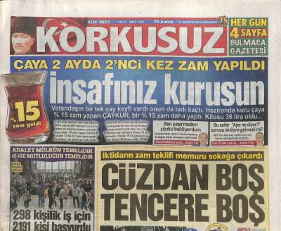 Korkusuz Gazetesi 21 Ağustos 2019 - Memurlar Ankarada Toplu İş Bıraktı , Cüzdanlarını Bakanlığın Önüne Attı GZ96355 - 1