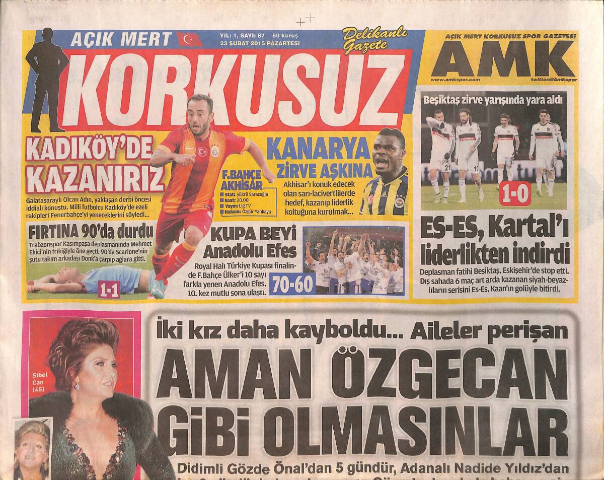 Korkusuz Gazetesi 23 Şubat 2015 - Sibel Can Kendini Zeki Müren'e Benzetti - Nebahat Çehre İlacı Olmadan Adım Atmıyor GZ155231 - 1