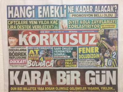 Korkusuz Gazetesi 25 Kasım 2016 - Kara Bir Gün GZ29092 - 1