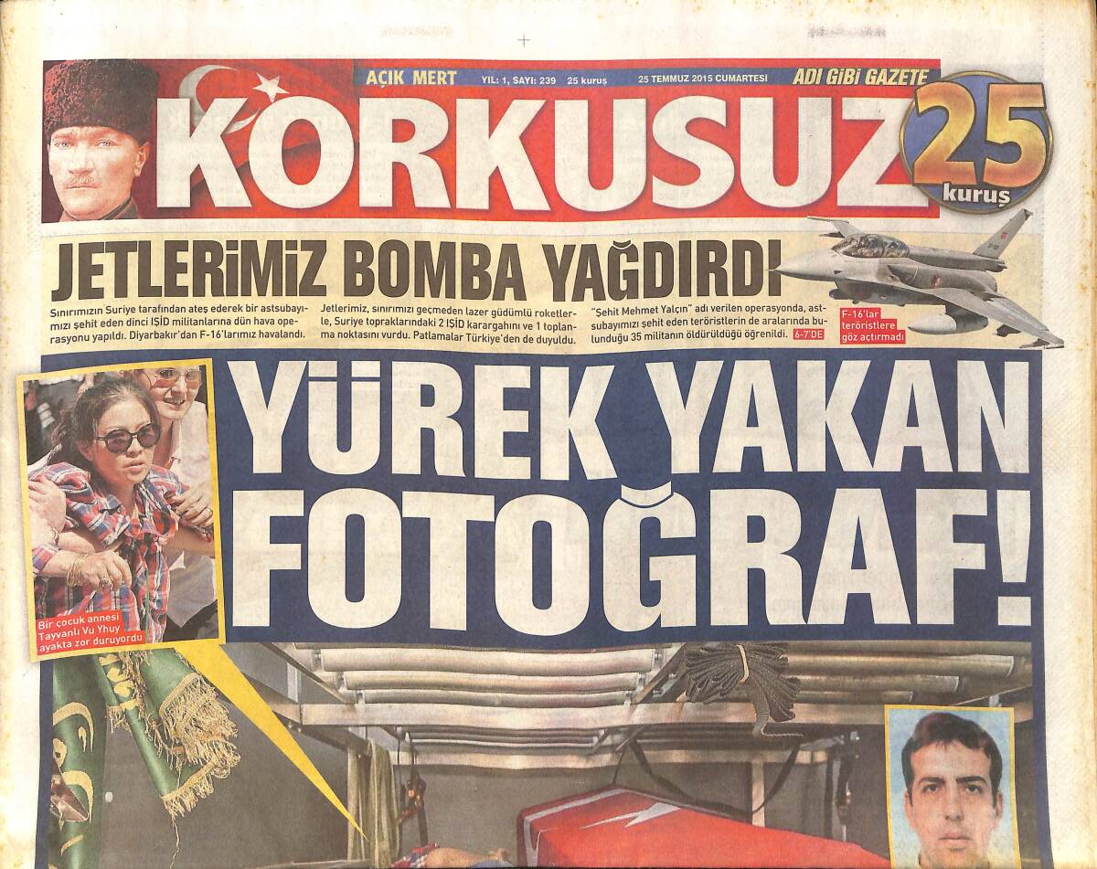 Korkusuz Gazetesi 25 Temmuz 2015 - Cem Yılmaz Kemal'ine Kavuştu - Erdoğan'dan Gecikmiş İtiraf GZ155219 - 1