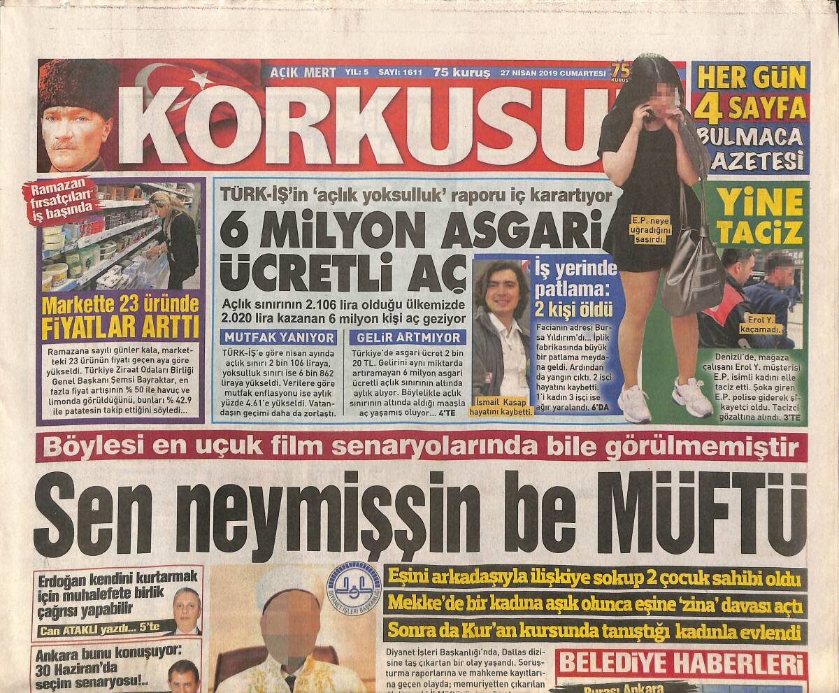 Korkusuz Gazetesi 27 Nisan 2019 - Reza'nın Köşkünde Keşif Operasyonu - Mayısta Cimbom Başkadır GZ154279 - 1