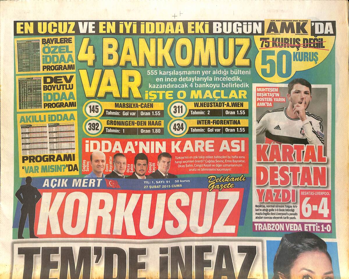 Korkusuz Gazetesi 27 Şubat 2015 - Ahu Yağtu'nun Gizemlisi - Madonna Sahnede Tepe Taklak Düştü GZ155227 - 1