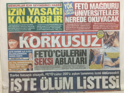 Korkusuz Gazetesi 30 Temmuz 2016 - Darbe Başarılı Olsaydı,İşte Ölüm Listesi GZ29091 - 1
