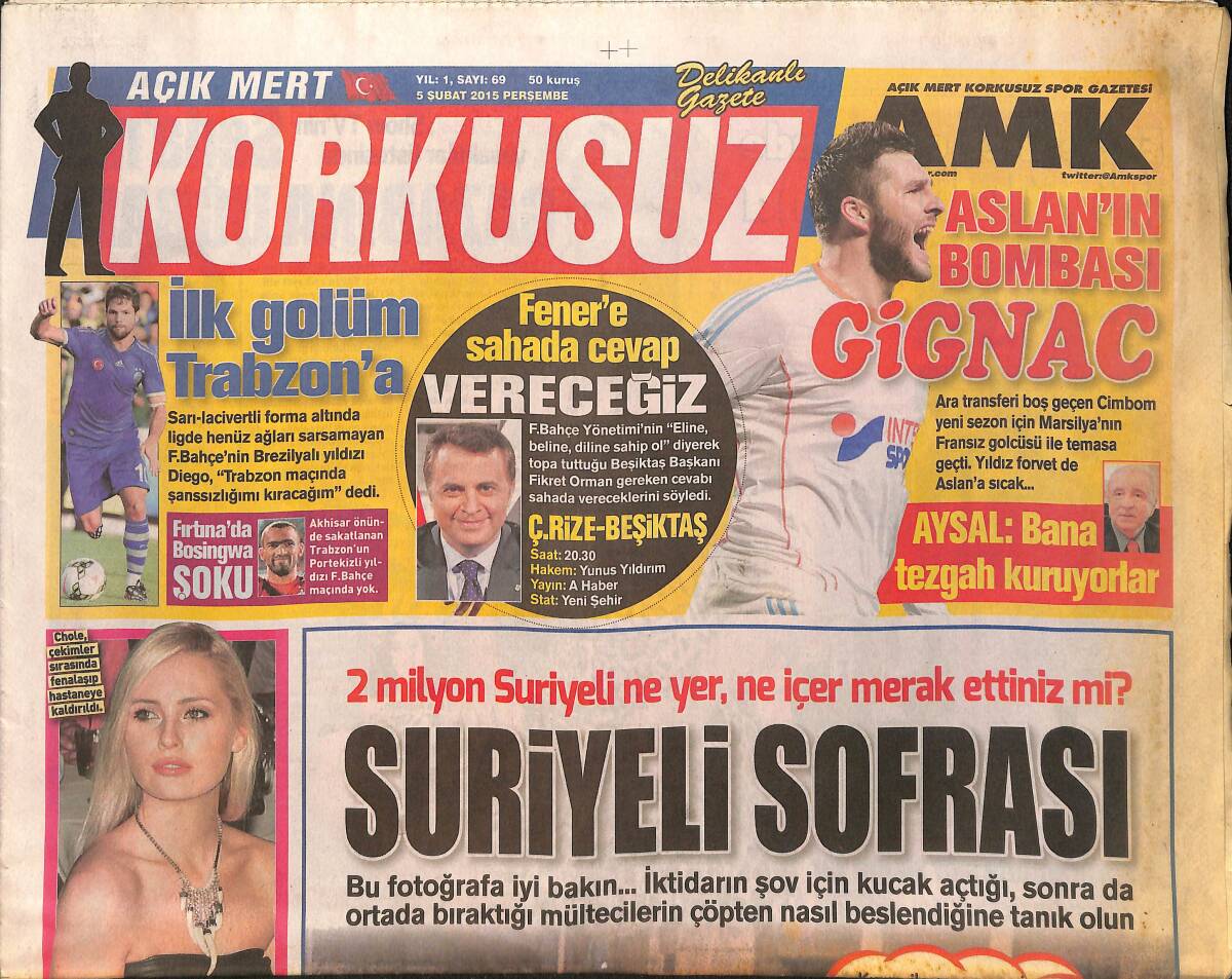 Korkusuz Gazetesi 5 Şubat 2015 - Chloe, Çekimler Sırasında Fenalaşıp Hastaneye Kaldırıldı - Yusuf Güney'in Olaylı Gecesi GZ155214 - 1