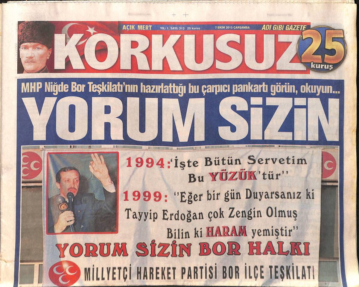 Korkusuz Gazetesi 7 Ekim 2015 - Reza Zarrab Dün Cumhuriyet Başsavcılığına Gitti - Emine Hanım 6 Arabayla Brüksel'de Mağaza Kapattı GZ155217 - 1