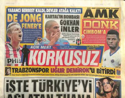 Korkusuz Gazetesi 7 Ocak 2015 - Kartalın Bombası Gökhan İnler GZ101329 - 1