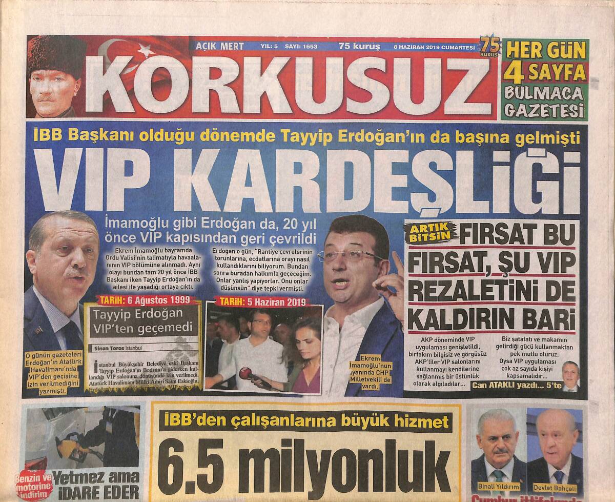 Korkusuz Gazetesi 8 Haziran 2019 - Neymar'ın Tecavüz İddiası Başına Dert Açtı - Aleyna Tilki Tatilde GZ154290 - 1