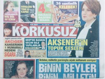 Korkusuz Gazetesi 9 Nisan 2016 - Meral Akşenerin Ayak Sesleri GZ43176 - 2