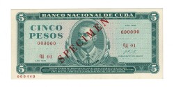 Küba 5 Pesos 1970 SPECIMEN ÇİL YKP7765 - 1