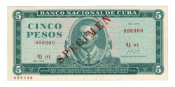 Küba 5 Pesos 1970 SPECIMEN ÇİL YKP8562 - Gökçekoleksiyon