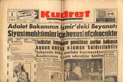 Kudret Gazetesi 1 Ağustos 1962 - Vatandaş Dayaktan Gına Geldi GZ66027 - 1