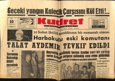 Kudret Gazetesi 10 Temmuz 1962 - Talat Aydemir Tevkif Edildi GZ66029 - 2