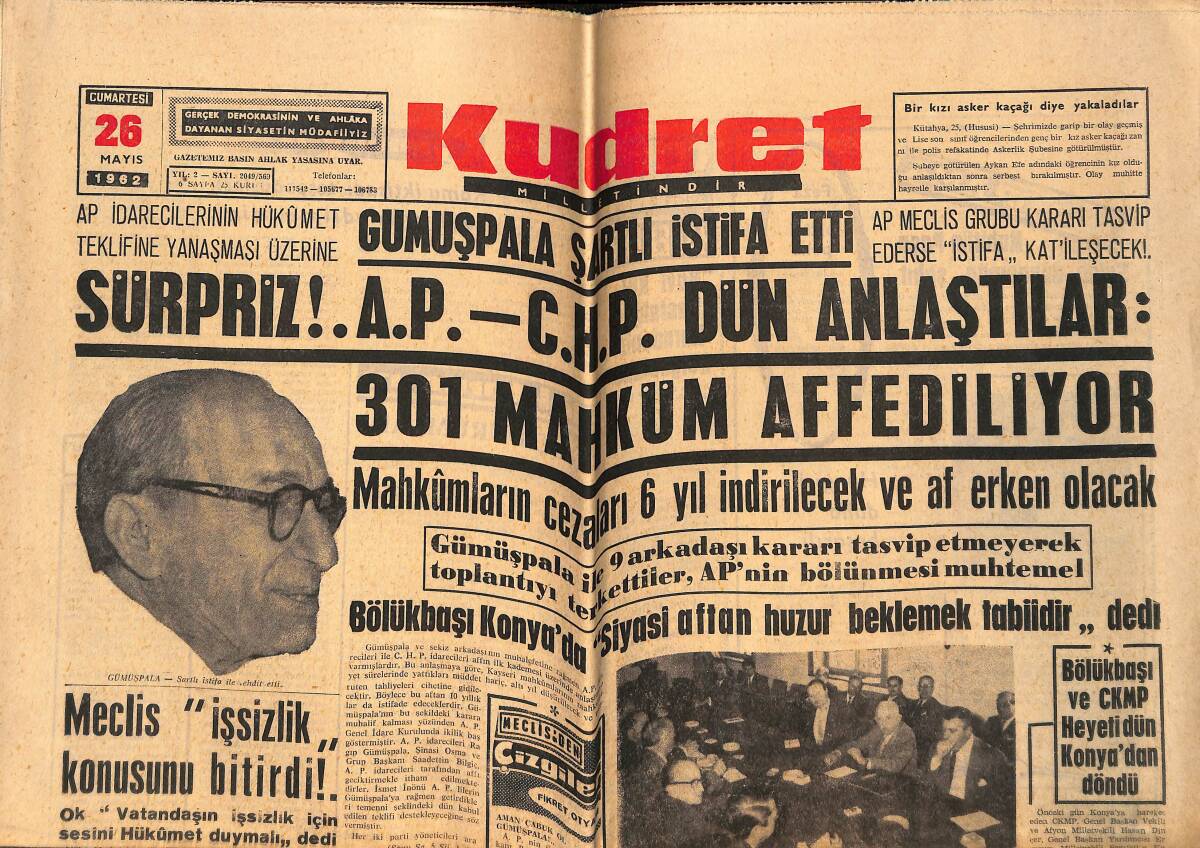 Kudret Gazetesi 26 Mayıs 1974 - Ankara Emniyet Müdürü İçin Soruşturma Açılıyor - Zeki Müren Afiş GZ148919 - 1