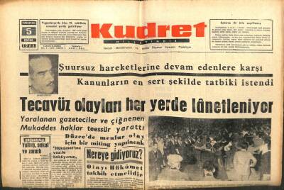 Kudret Gazetesi - 5 Ekim 1962 - Tecavüz Olayları Her Yerde Lanetleniyor GZ110737 - 1