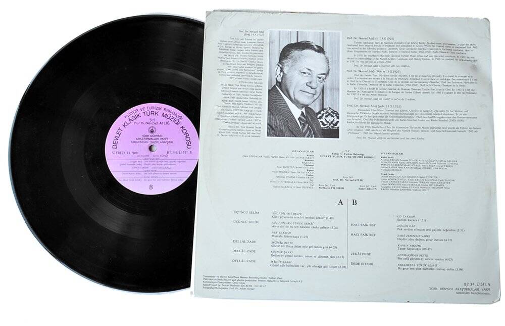 Kültür Ve Turizm Bakanlığı Devlet Klasik Türk Müziği Korosu - 3.Selim Dellal Zade LP PLAK PLK9998 - 2