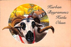 Kurban Bayramı Kutlama Kartpostal (Küçük Boy) KRT21969 - Gökçekoleksiyon