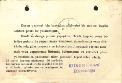 KURUN GAZETESİ Gündelik Gazete Sipariş Bildiri Kartı 1938 Damga Pullu EFM(N)10889 - 2