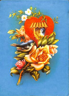 Kuş Temalı Pop Art Kartpostal KRT18421 - 1