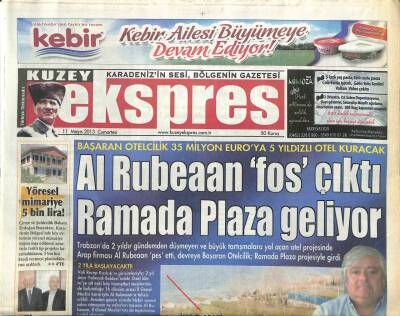 Kuzey Ekspres Gazetesi 11 Mayıs 2013 - Başaran Otelcilik 35 Milyon Euroya 5 Yıldızlı Otel Kuracak GZ105547 - 1