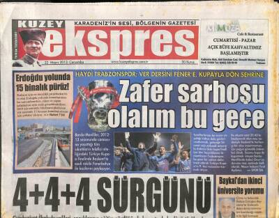 Kuzey Ekspres Gazetesi 22 Mayıs 2013 - Bakan Çelik Trabzonda-Erdoğdu Yolunda 15 Binalık Pürüz GZ105576 - 1