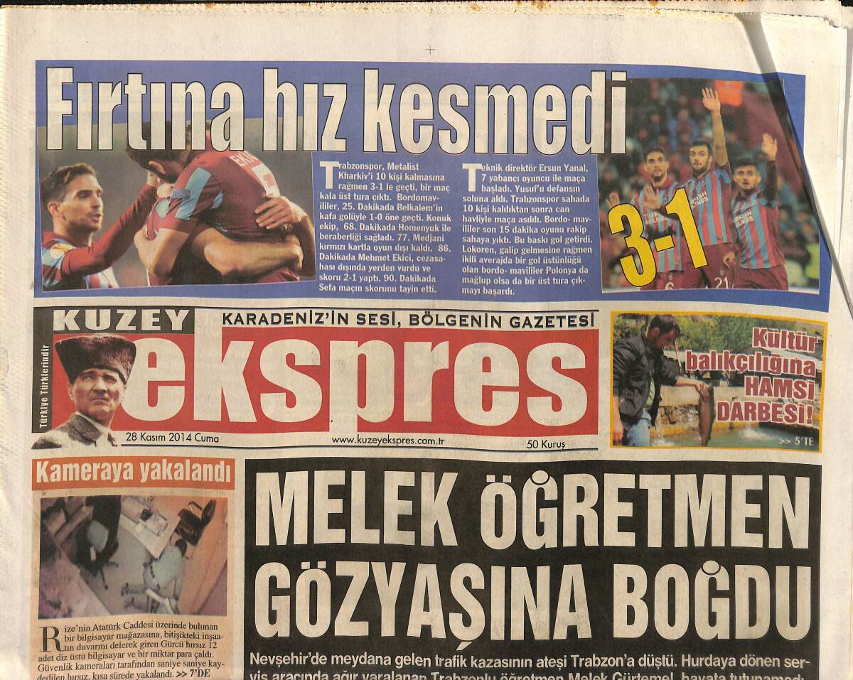 Kuzey Ekspres Gazetesi 28 Kasım 2014 - Melek Öğretmen Gözyaşına Boğdu - Fırtına Hız Kesmedi GZ154898 - 1