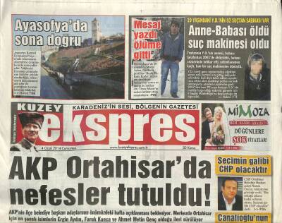 Kuzey Ekspres Gazetesi 4 Ocak 2014 - Beşikdüzü Esnafı Günaçtıyı Seçti - Ayasofyada Sona Doğru GZ100660 - 1