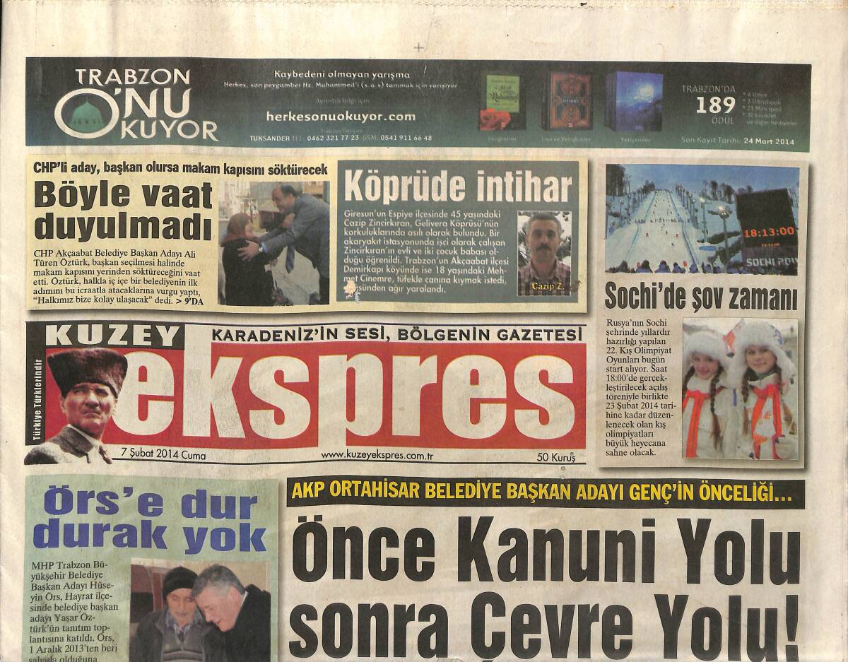 Kuzey Ekspres Gazetesi 7 Şubat 2014 - Kaçak Çay Arz Talep Dengesini Bozuyor - İbrahim Hacıosmanoğlu: Forvet Devler Ligi İçin Şart GZ154918 - 1
