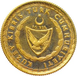 Kuzey Kıbrıs Türk Cumhuriyetinin 10.Yılı Altın Hatıra Madalyon TCH1465 862 - 2