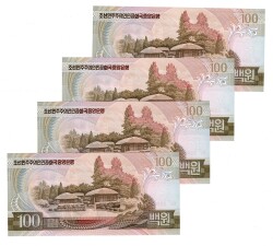 Kuzey Kore 1992 Yılı 100 Won (4 Adet) ÇİL YKP8812 - 2