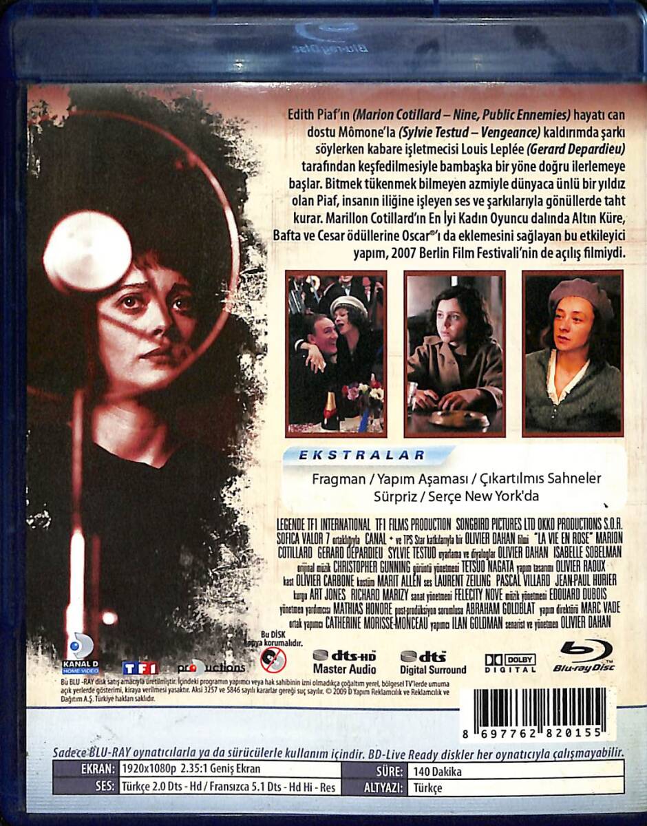 La Mome - Kaldırım Serçesi - MARION COTILLARD BLU RAY Film (İkinci El) DVD2539 - 2