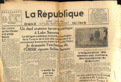La Republique 27 Fevrier 1948 - Lorganisation Des Secours Aux Victimes Des İnondations de Çukurova GZ125270 - 1