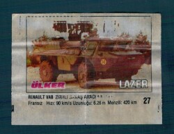 Lazer Savaş Araçları Serisi 1993 - Renault Vab Zırhlı Savaş Aracı Sakız Kağıdı - .No 27 #SKZ2072 - Gökçekoleksiyon