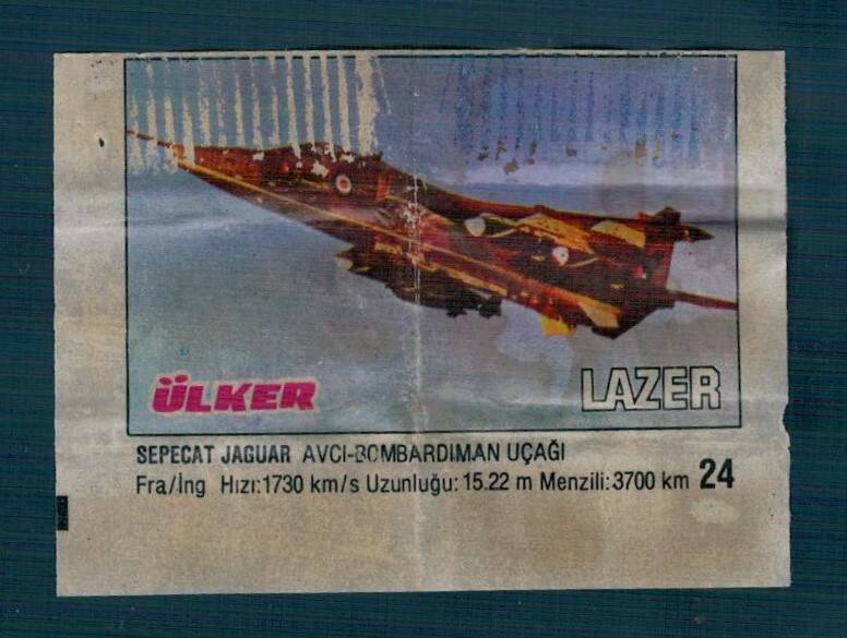 Lazer Savaş Araçları Serisi 1993 - Sepecat Jaguar Avcı Bombardıman Uçağı Sakız Kağıdı - .No 24 #SKZ2069 - 3